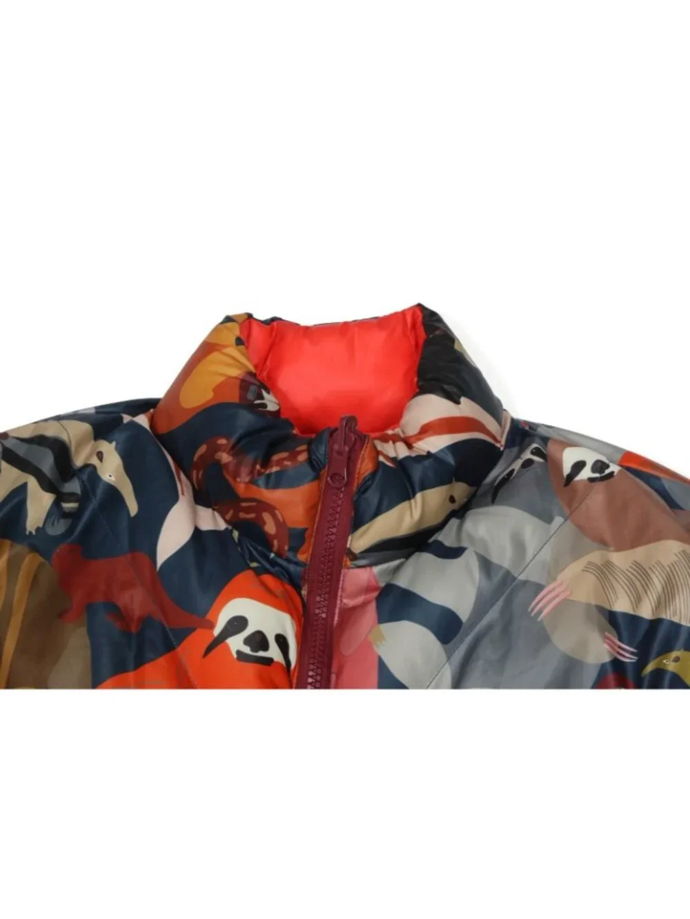 FARM RIO Reversible Striped Rainbow Animal Rainforest Puffer Jacket sz XL /650 - Picture 10 of 11